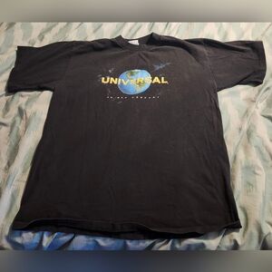 Vintage 90's Universal Studios World Logo Promo Black T-Shirt Men's Size XL